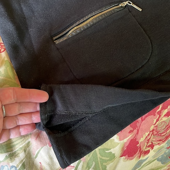 RALPH LAUREN Size 1X Mockneck 1/4 Zip Black & Silver HW Pocket Leather Trim PREP - Picture 12 of 16